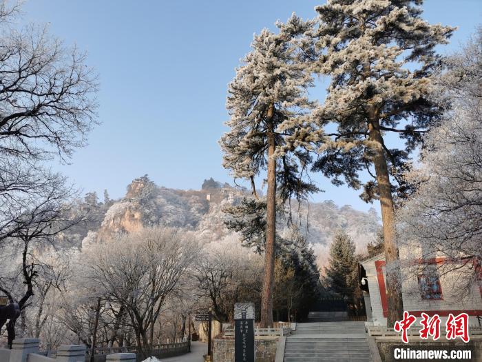 圖為崆峒山霧凇景色美不勝收。　徐振華 攝