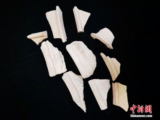 圖為靜寧縣賈河鄉(xiāng)竇坪村出土的彩陶片、紅陶片。 夏劍鋒 攝