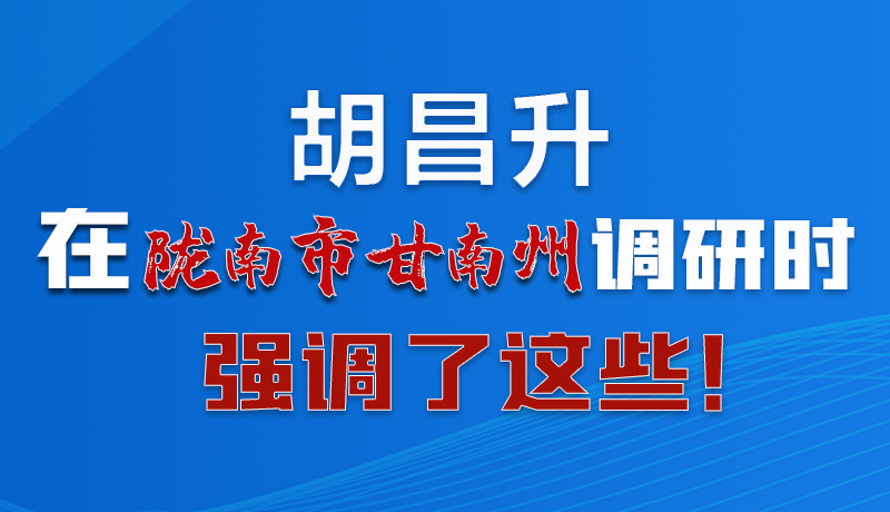 圖解|胡昌升在隴南市甘南州調(diào)研時強調(diào)了這些！