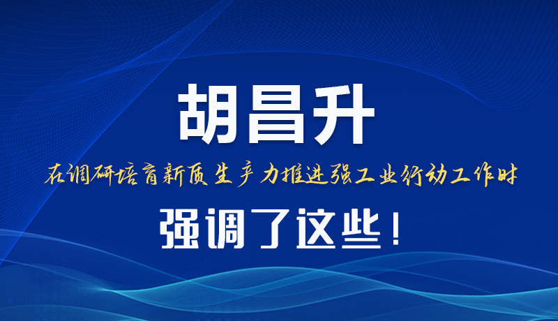 圖解|胡昌升在調(diào)研培育新質(zhì)生產(chǎn)力推進強工業(yè)行動工作時強調(diào)了這些！